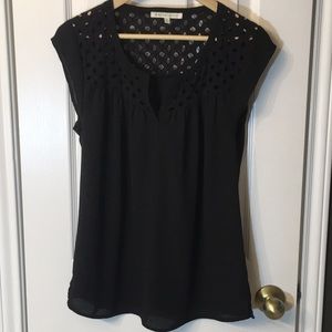 Daniel Rainn Black Blouse with Lace Detail